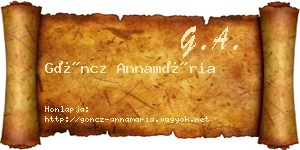 Göncz Annamária névjegykártya